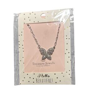 Treasure Jewels Delicate Silver Butterfly Pendant Necklace